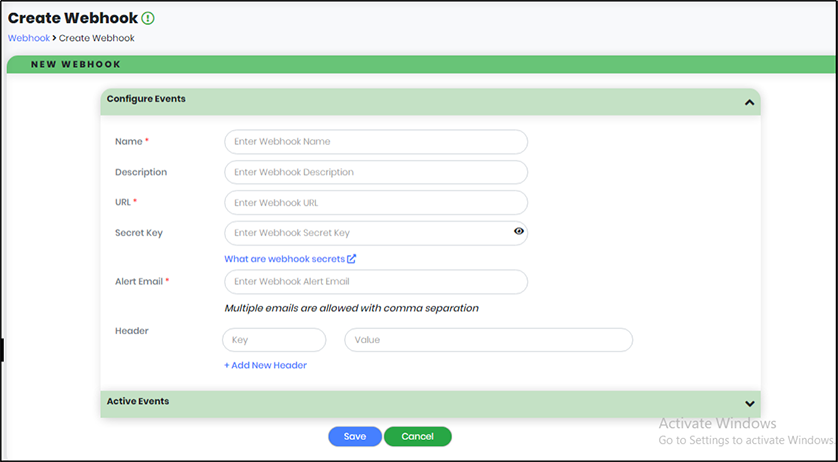New Webhook Page- CyLock